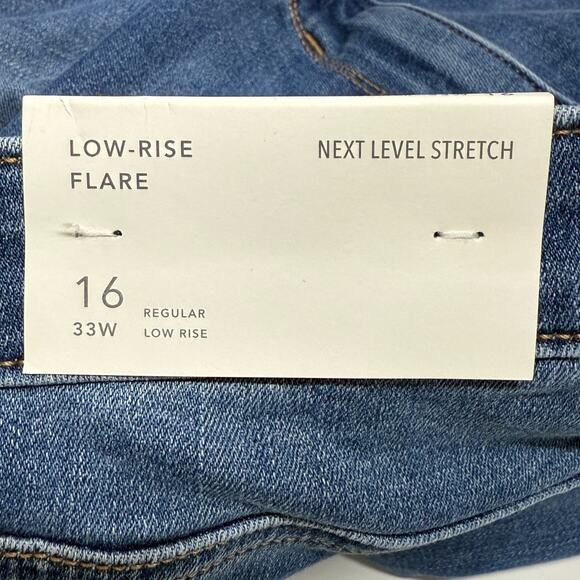 American Eagle Jeans Womens 16 Blue Fits 36x32 Low Rise Flare Next Level Stretch - Picture 10 of 11